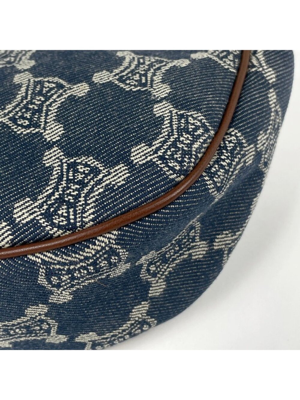 Celine Paris Macadam Shoulder Bag Denim Blue Brown - Picture 3 of 8